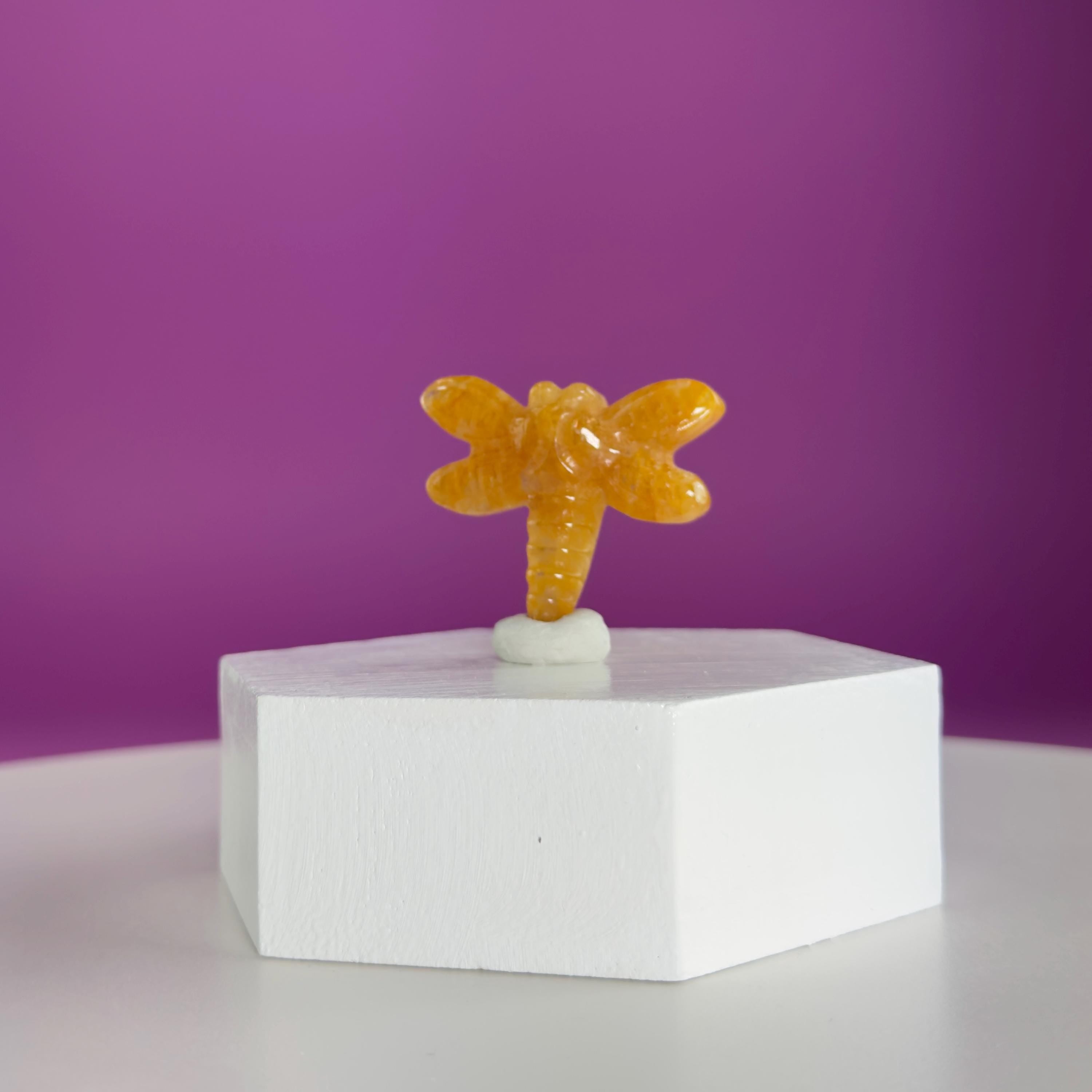 Golden Healer Dragonfly Mini 17g | Healing Crystal Carving | Transformation Pocket Stone Gift