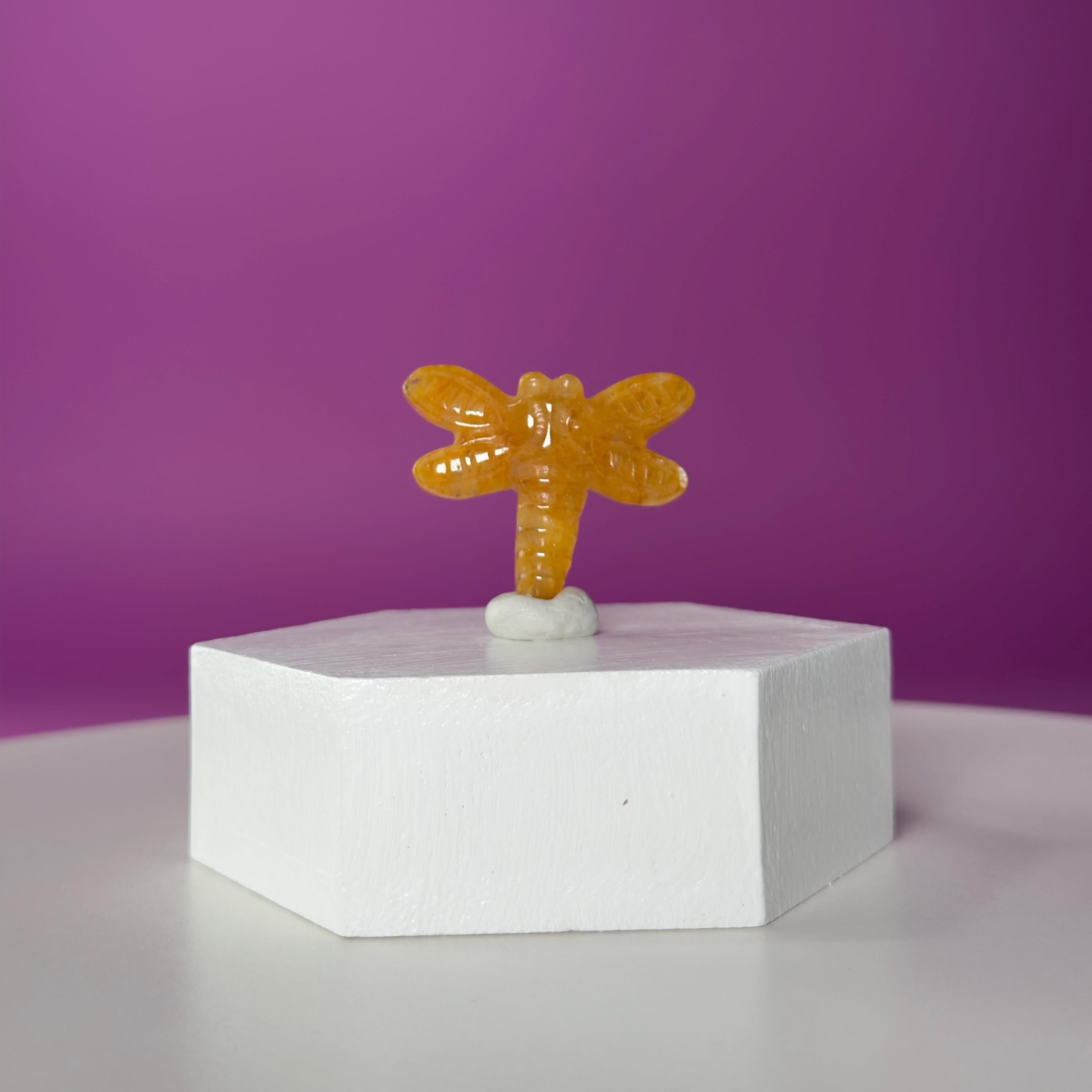 Golden Healer Dragonfly Mini 17g | Healing Crystal Carving | Transformation Pocket Stone Gift