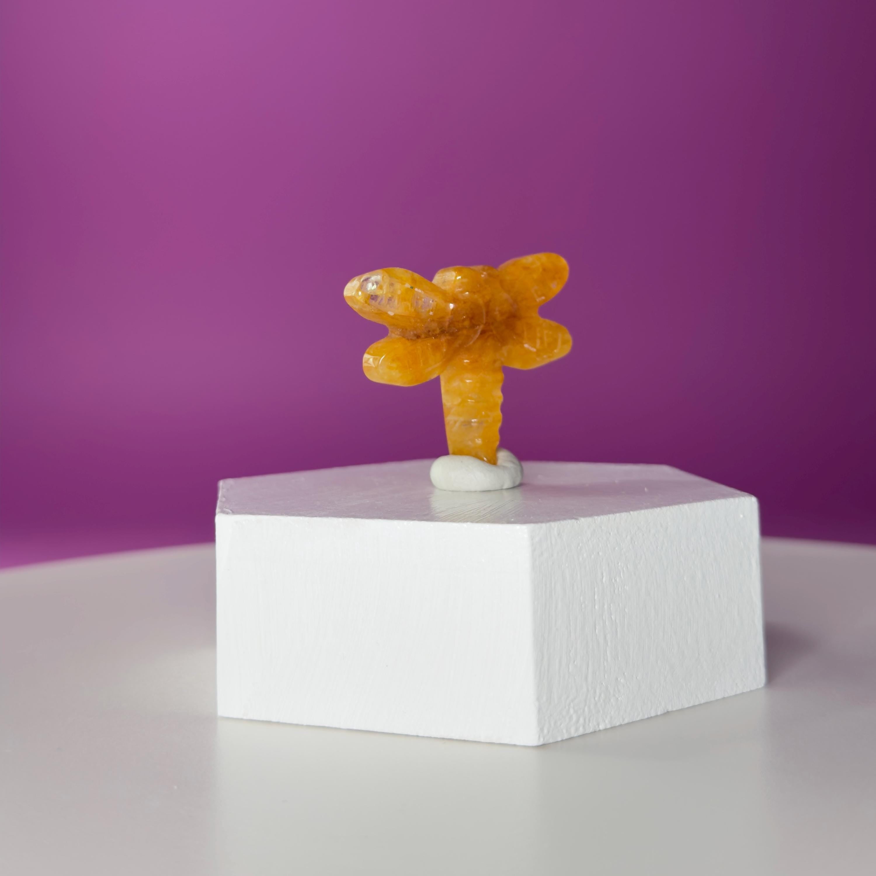 Golden Healer Dragonfly Mini 17g | Healing Crystal Carving | Transformation Pocket Stone Gift