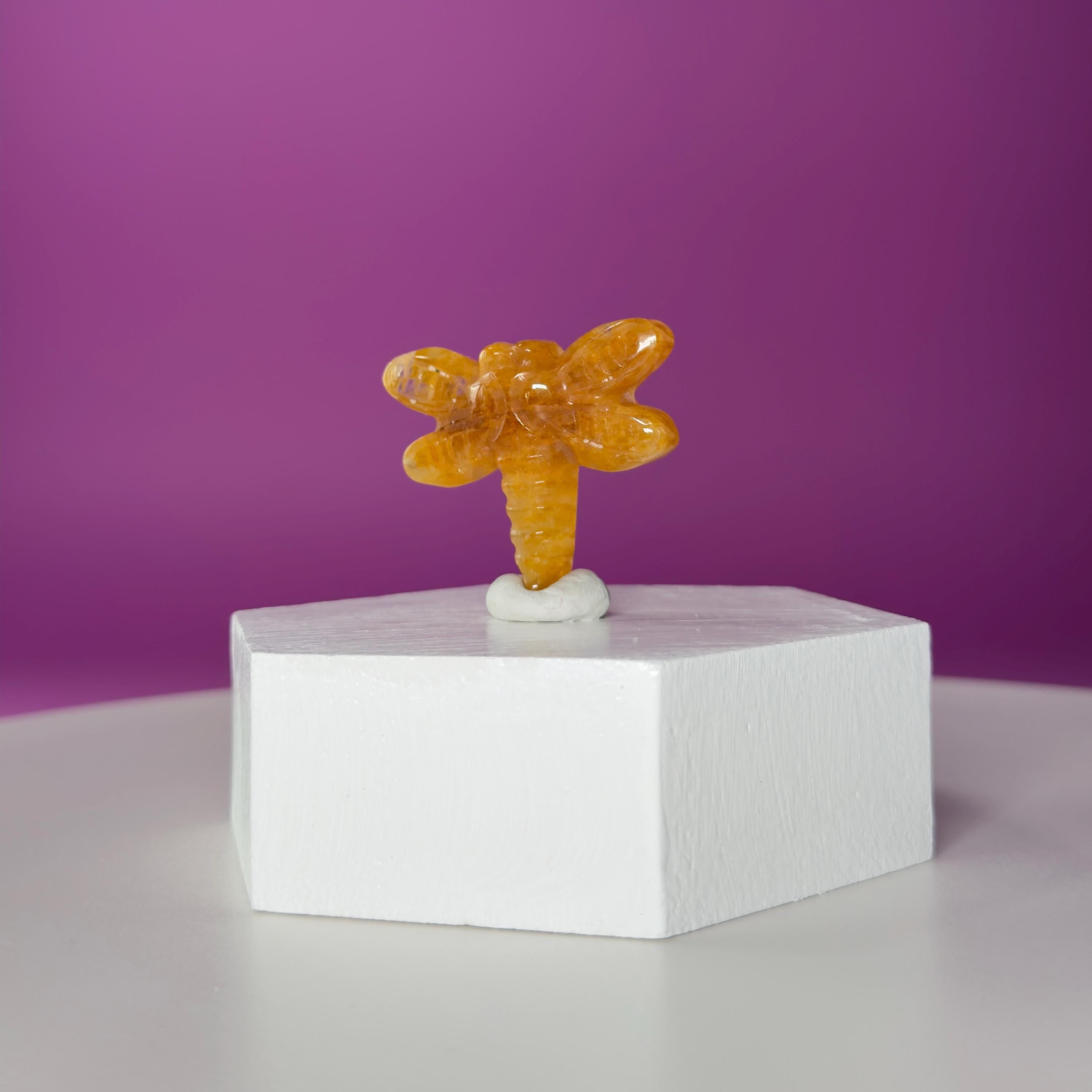 Golden Healer Dragonfly Mini 17g | Healing Crystal Carving | Transformation Pocket Stone Gift