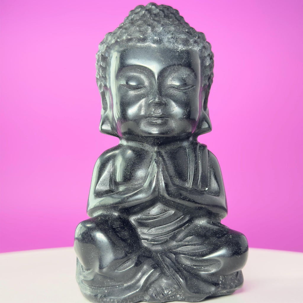 Black Obsidian Baby Buddha – 884g Premium Statement Altar Statue