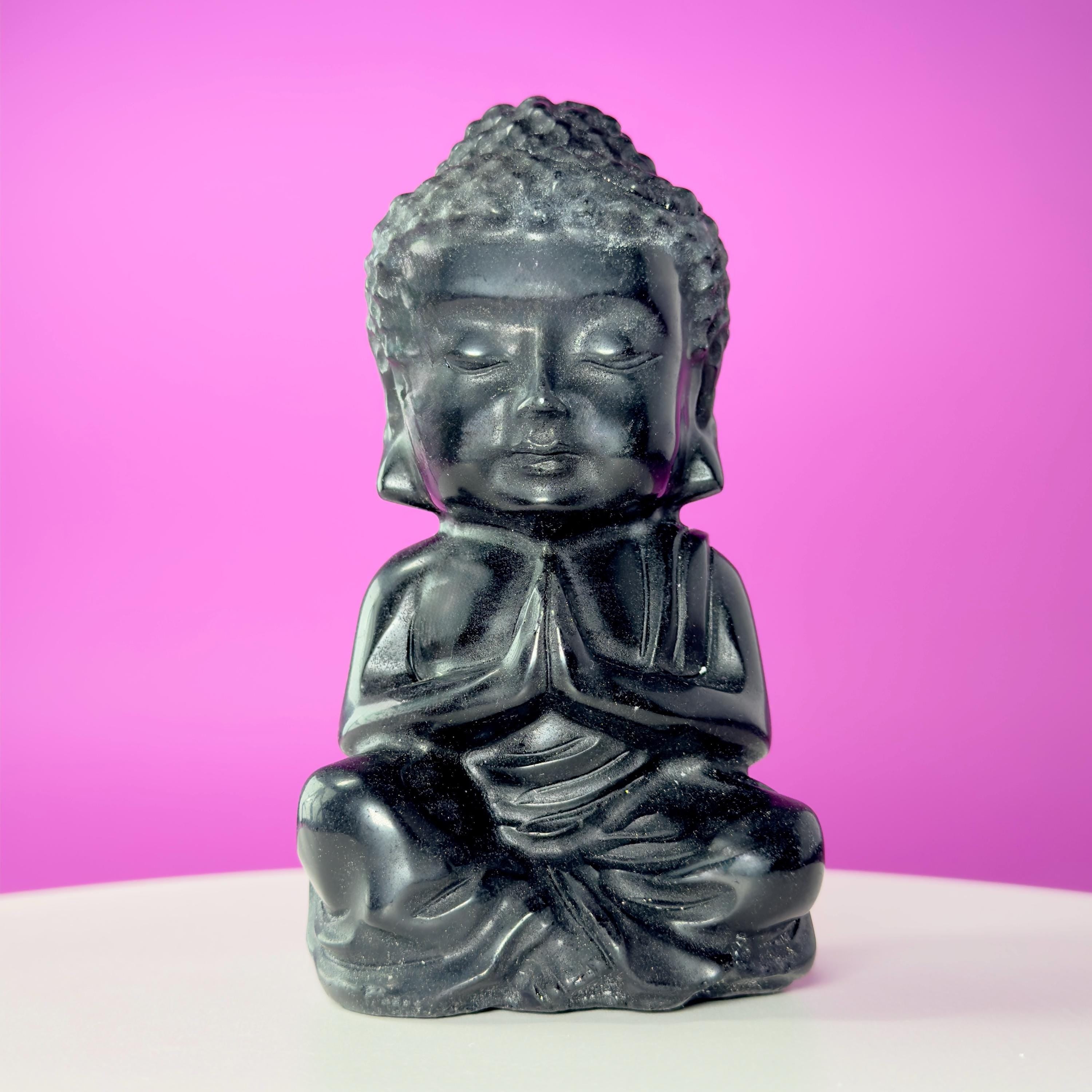 Black Obsidian Baby Buddha – 884g Premium Statement Altar Statue