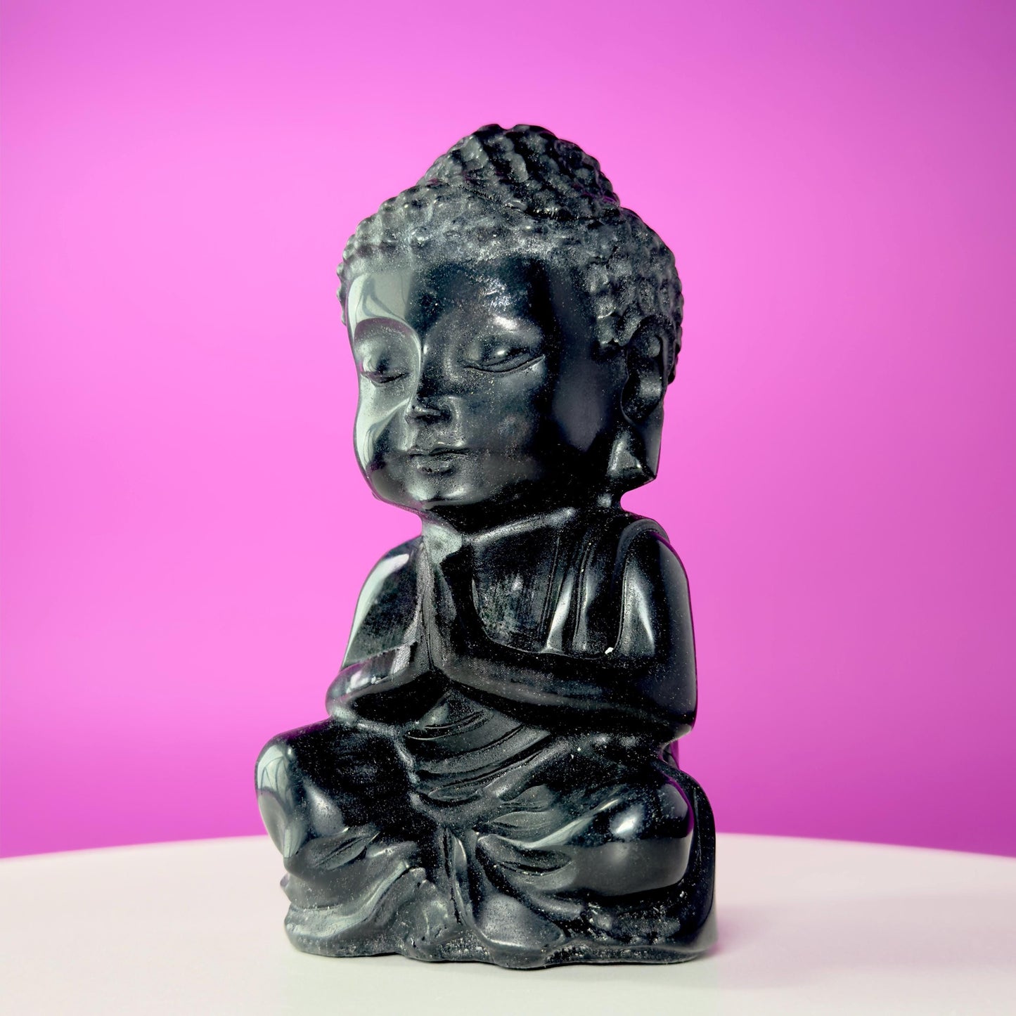 Black Obsidian Baby Buddha – 884g Premium Statement Altar Statue