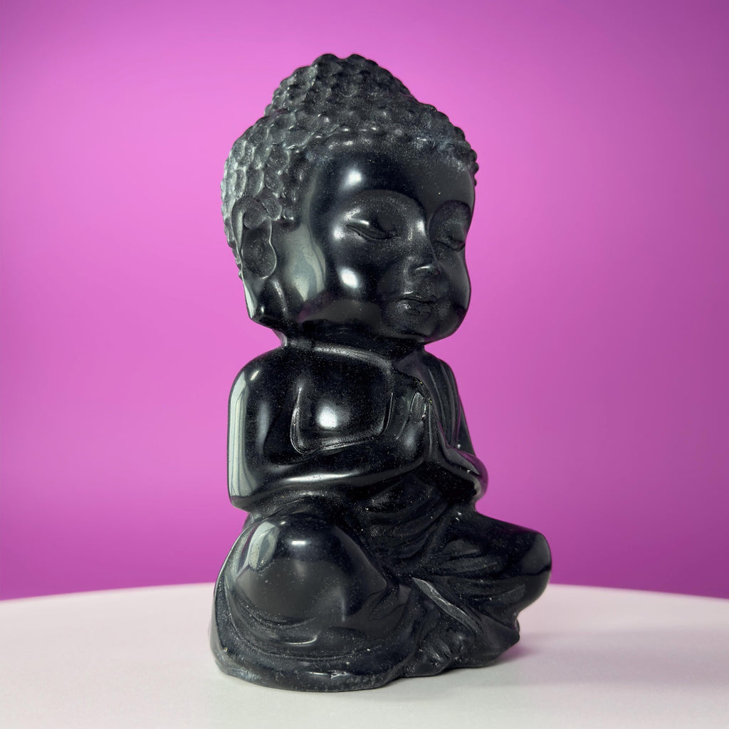 Black Obsidian Baby Buddha – 884g Premium Statement Altar Statue