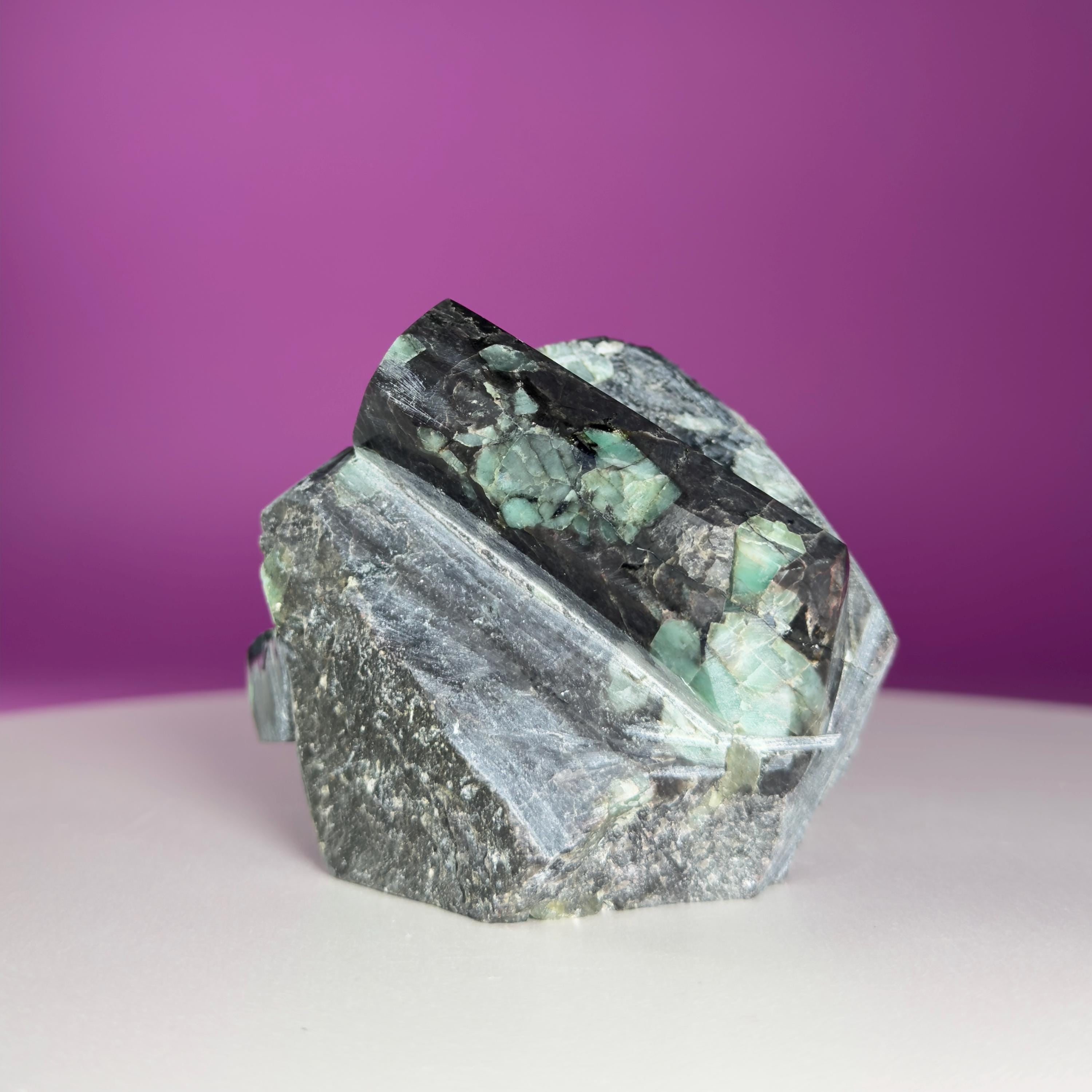 Emerald Double Beryl Specimen | 316g Natural Brazilian Green Beryl in Matrix