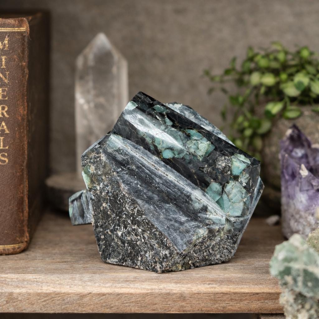 Emerald Double Beryl Specimen | 316g Natural Brazilian Green Beryl in Matrix