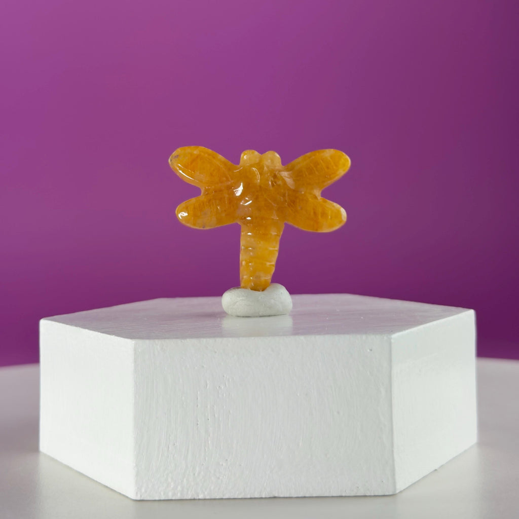 Golden Healer Dragonfly Mini 17g | Healing Crystal Carving | Transformation Pocket Stone Gift