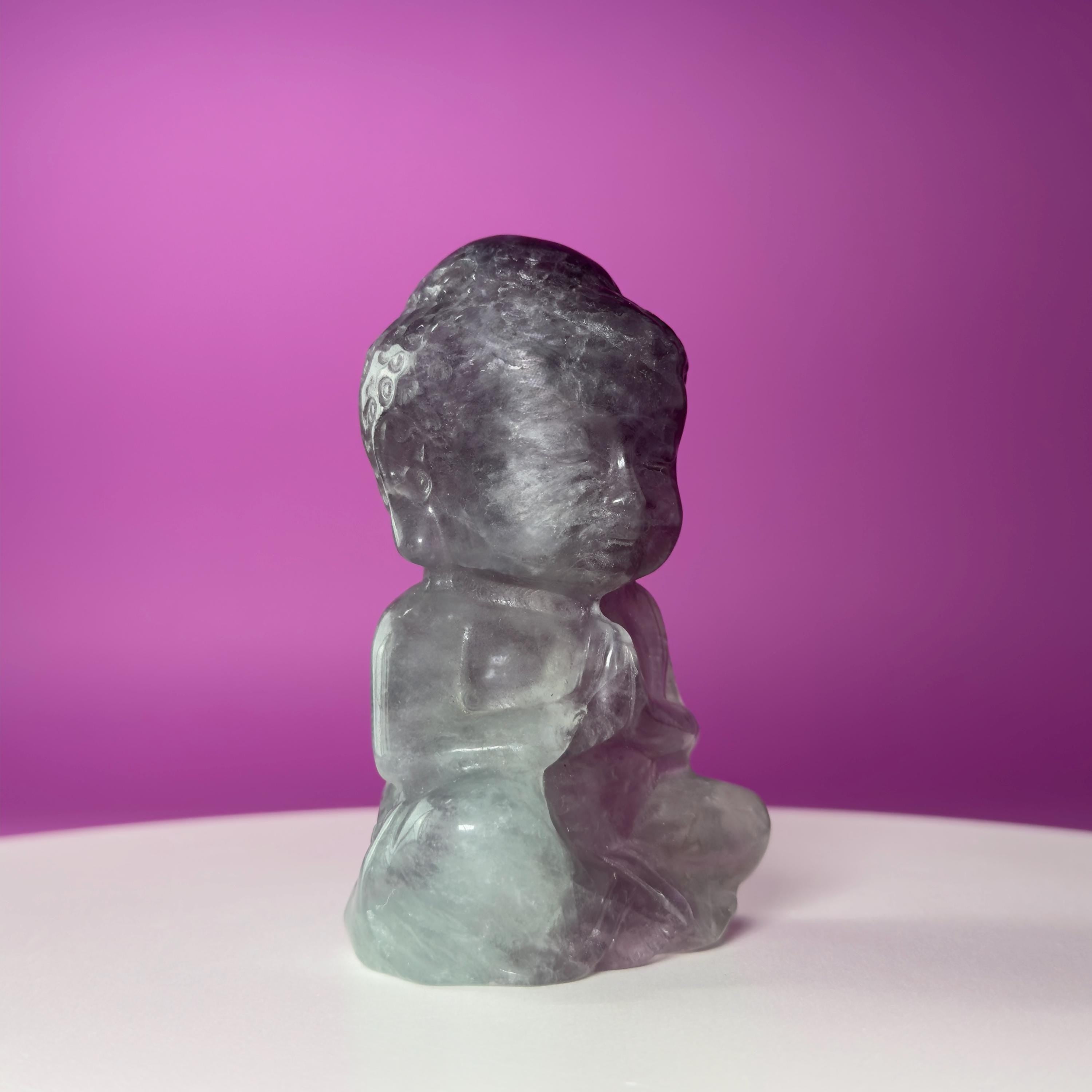 Purple Fluorite Baby Buddha Carving – 525g