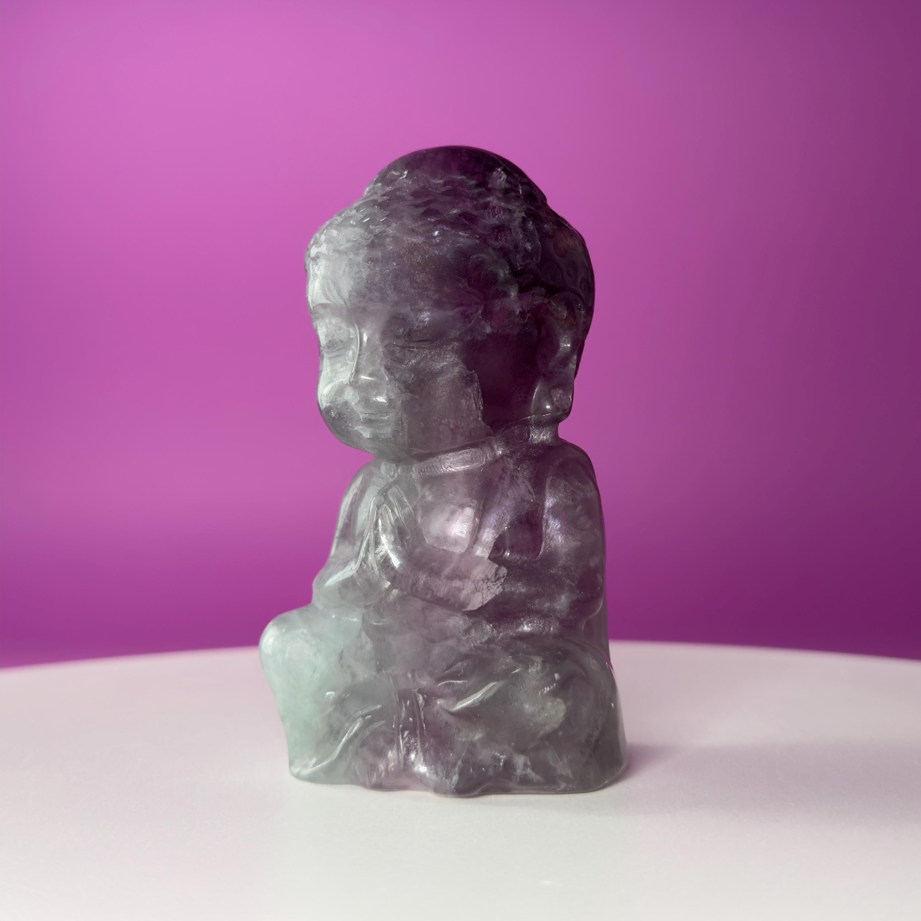 Purple Fluorite Baby Buddha Carving – 525g