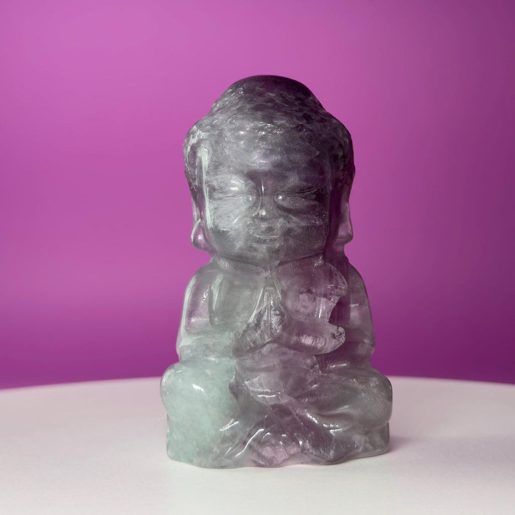 Purple Fluorite Baby Buddha Carving – 525g