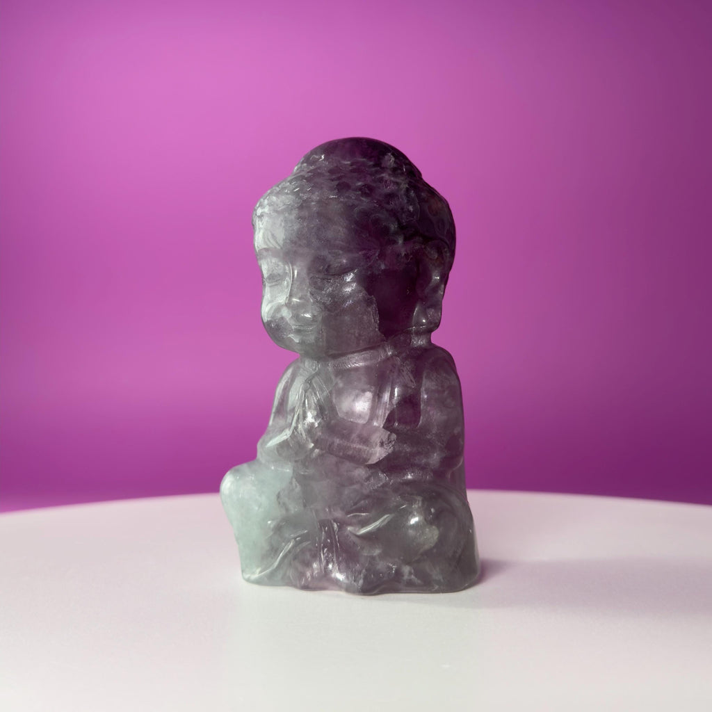 Purple Fluorite Baby Buddha Carving – 525g