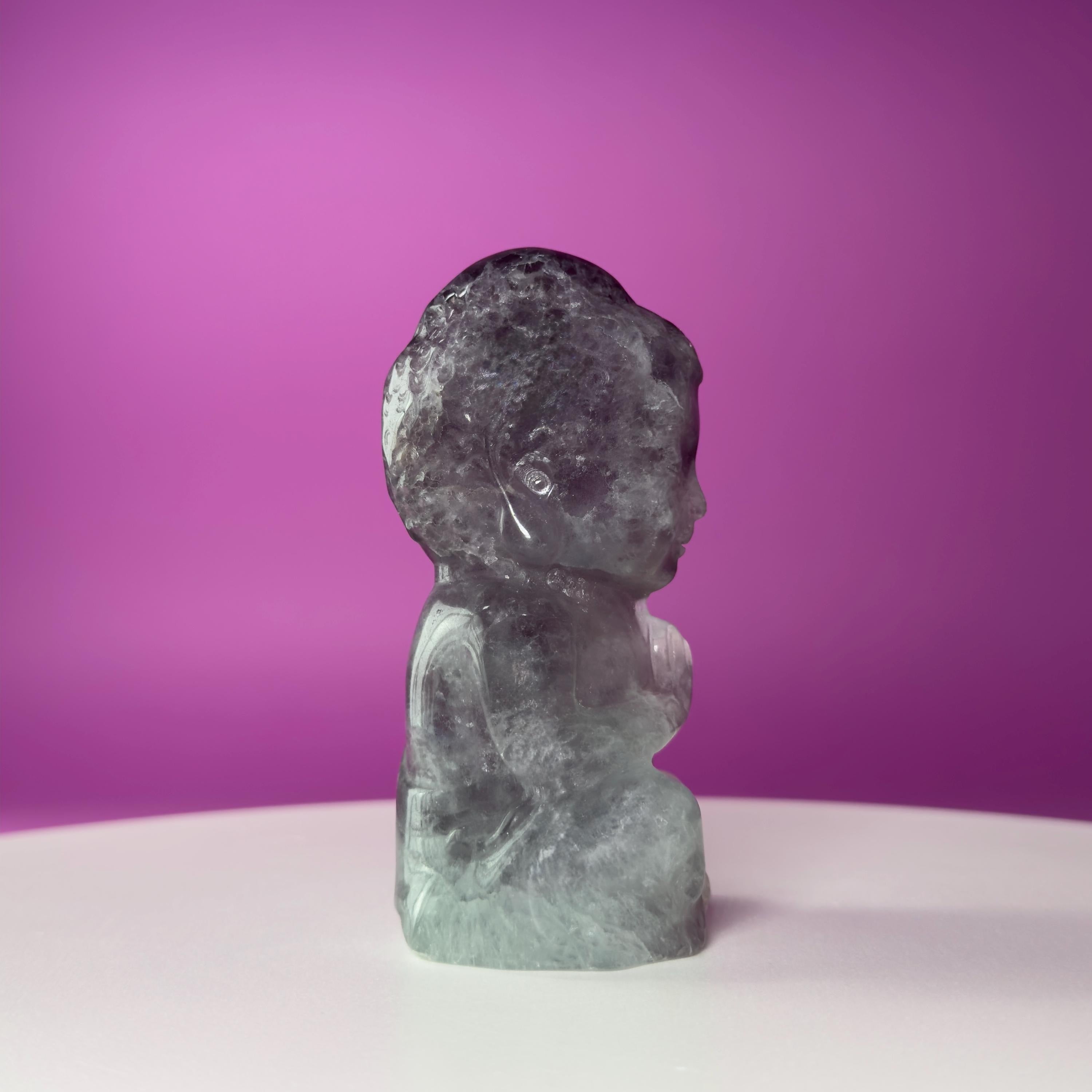 Purple Fluorite Baby Buddha Carving – 525g