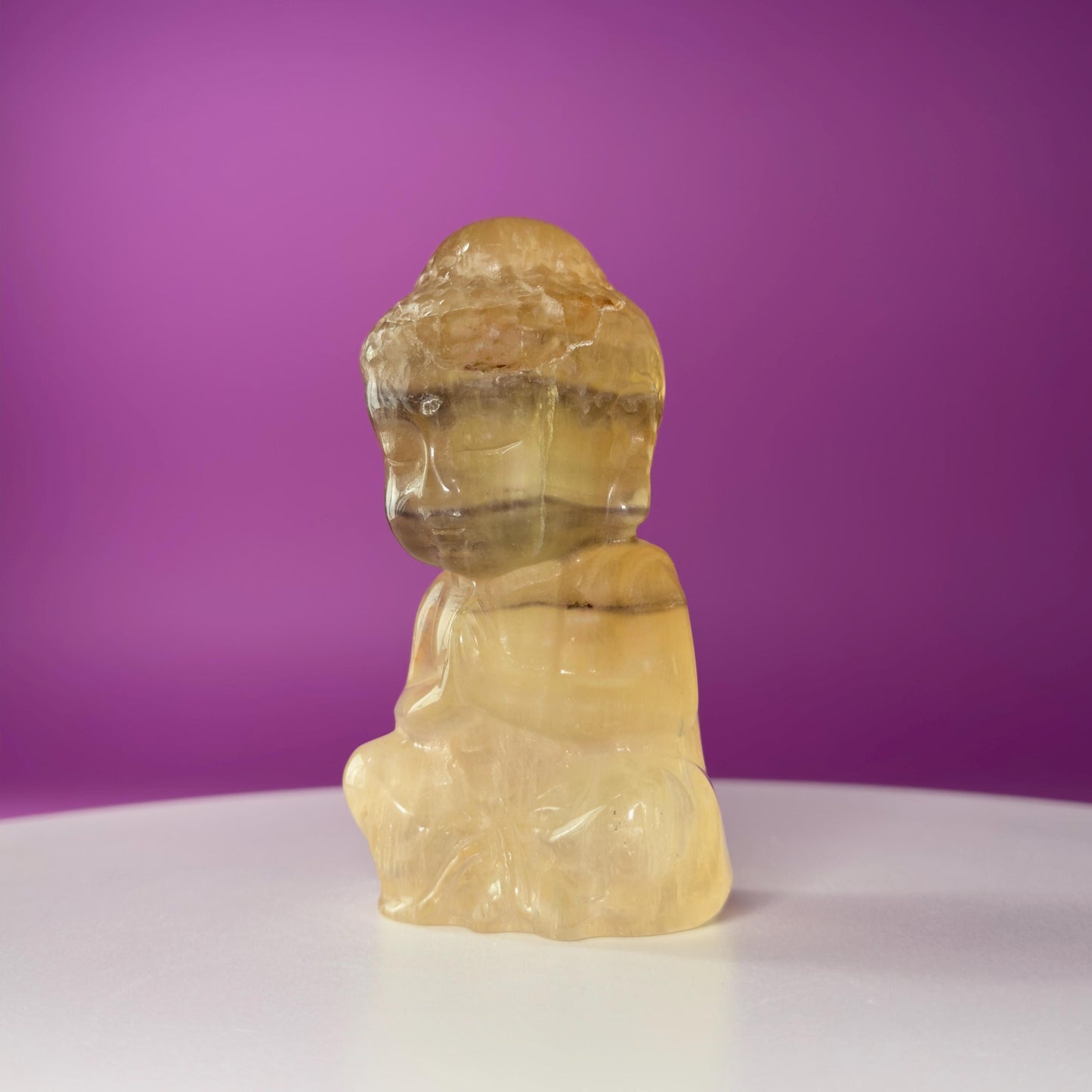 Yellow Fluorite Baby Buddha Carving – Meditation Crystal Statue for Spiritual Decor