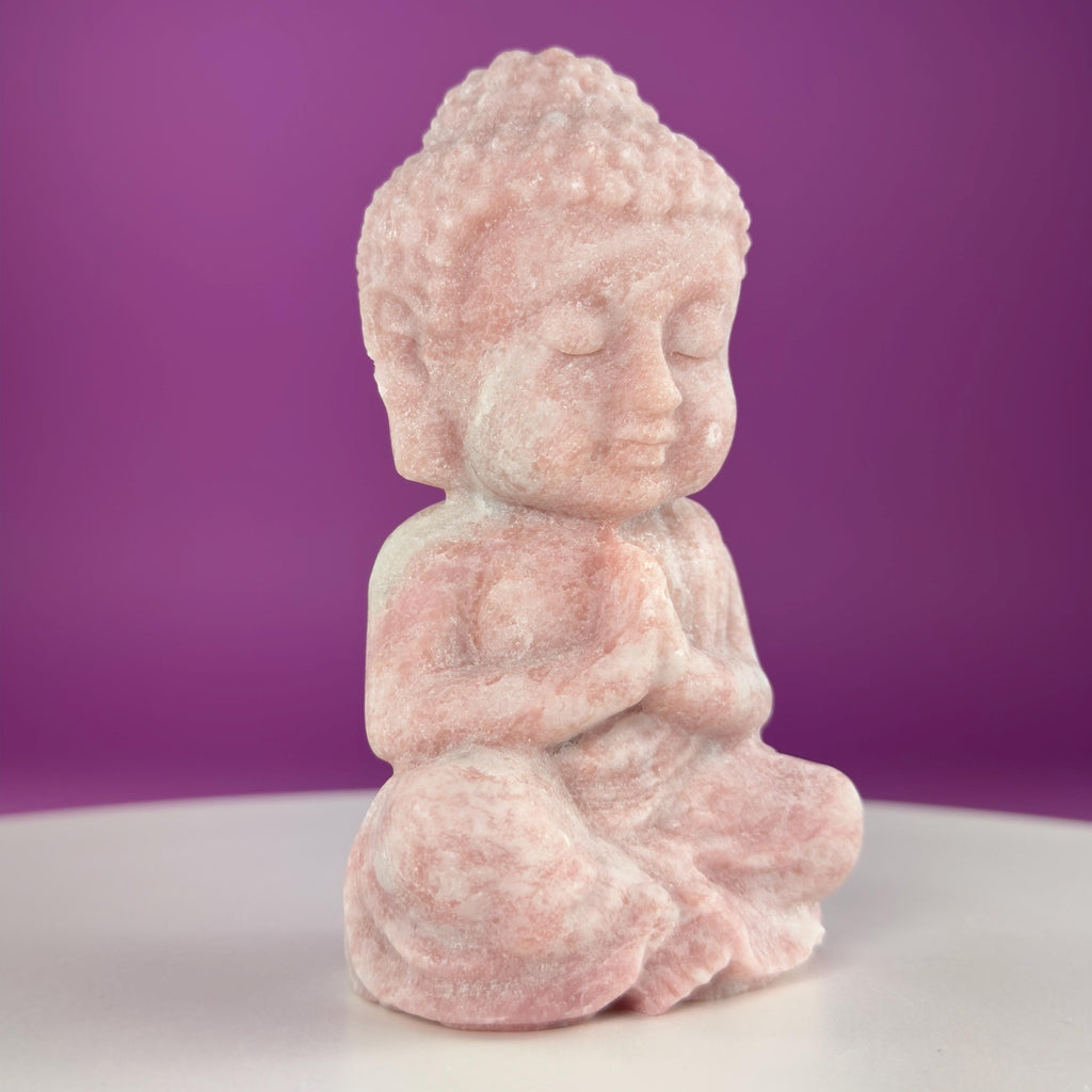Pink Opal Buddha Carving – 471g Crystal Statue for Love, Emotional Healing & Peaceful Energy