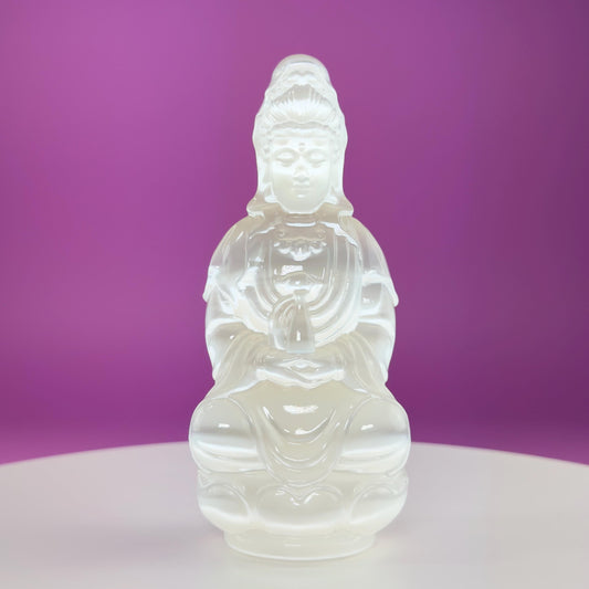 Selenite Guanyin – 455g Crystal Goddess of Compassion