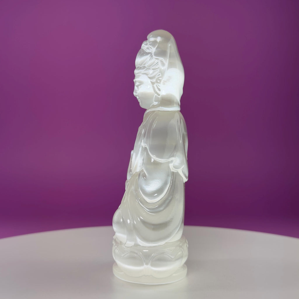 Selenite Guanyin – 455g Crystal Goddess of Compassion