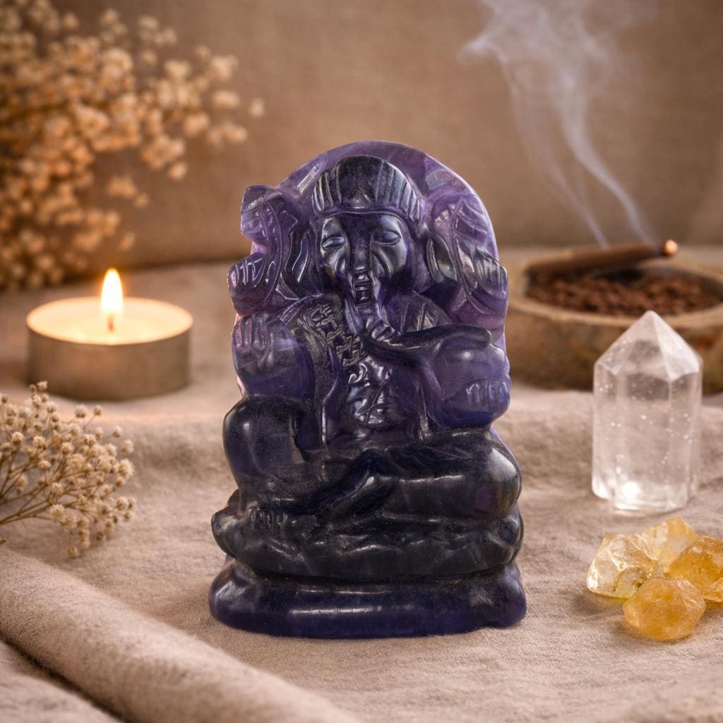 Fluorite Ganesha – 436g Crystal God of Prosperity & Clarity