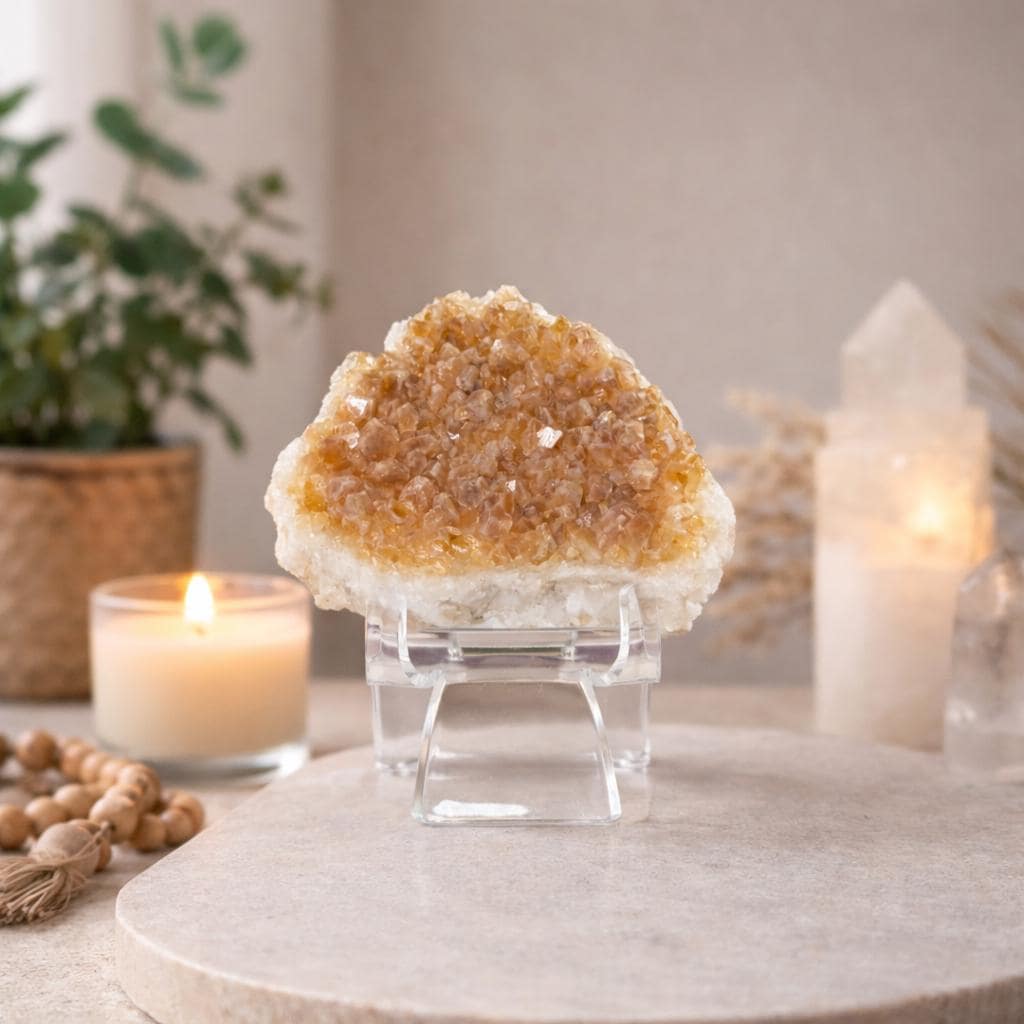 Brazilian Citrine Cluster Specimen – Natural Citrine Druzy Crystal 238g