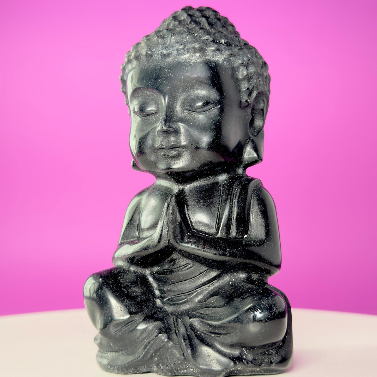 Black Obsidian Baby Buddha – 884g Premium Statement Altar Statue