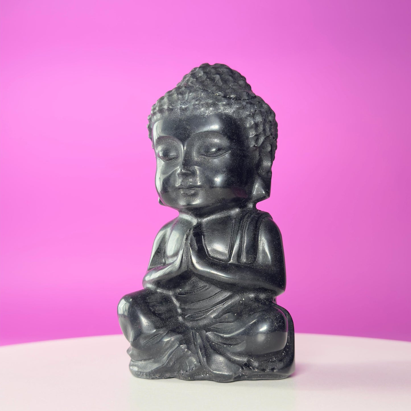 Black Obsidian Baby Buddha – 884g Premium Statement Altar Statue