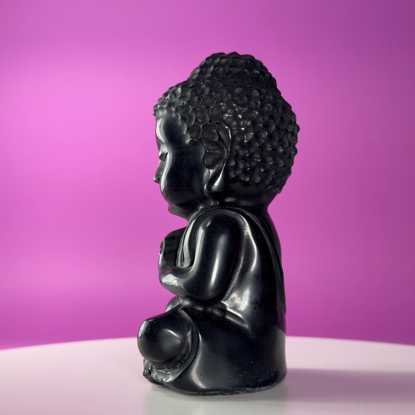 Black Obsidian Baby Buddha – 884g Premium Statement Altar Statue