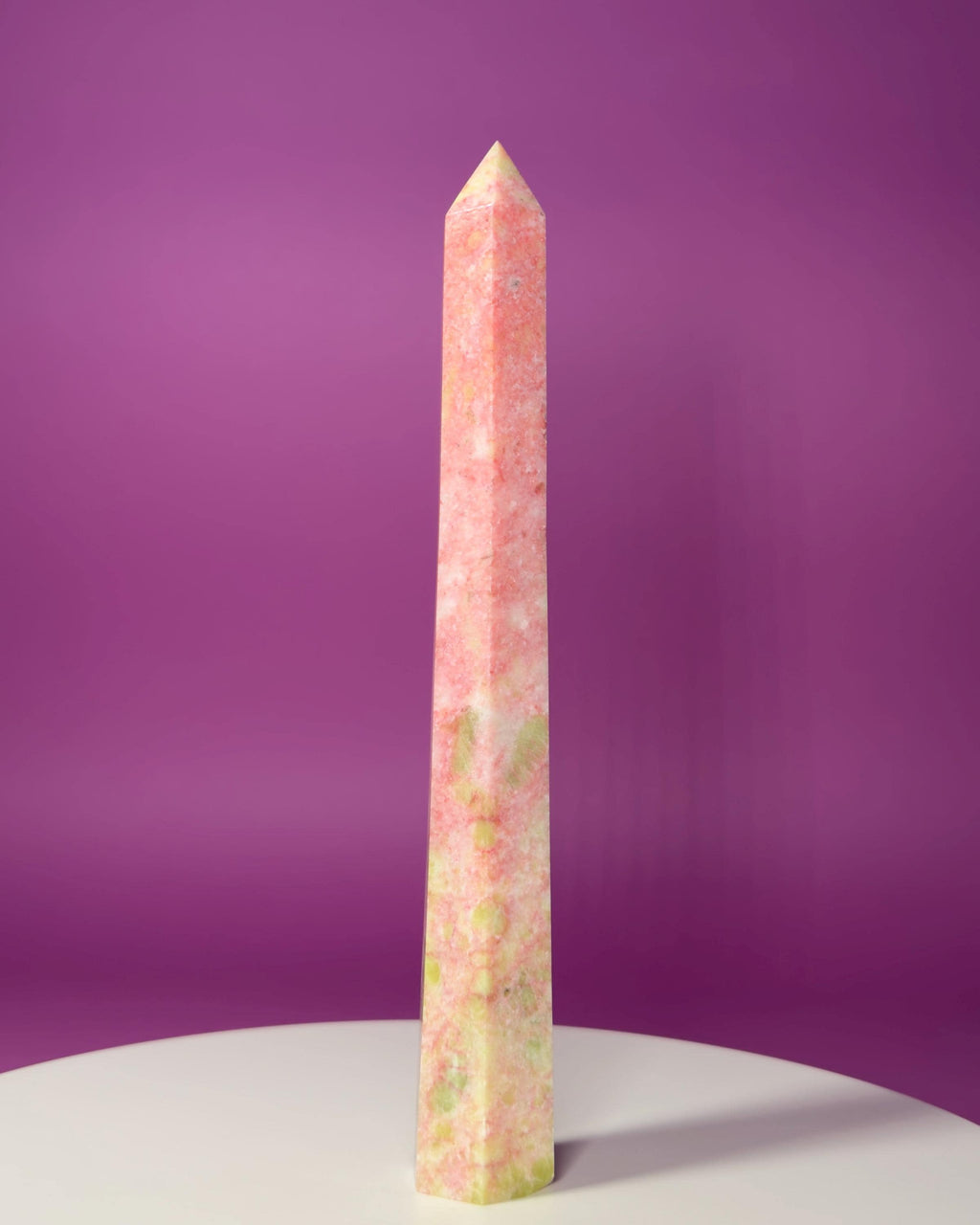 Thulite Tower 524g – Rare Pink Heart Energy Crystal Tower
