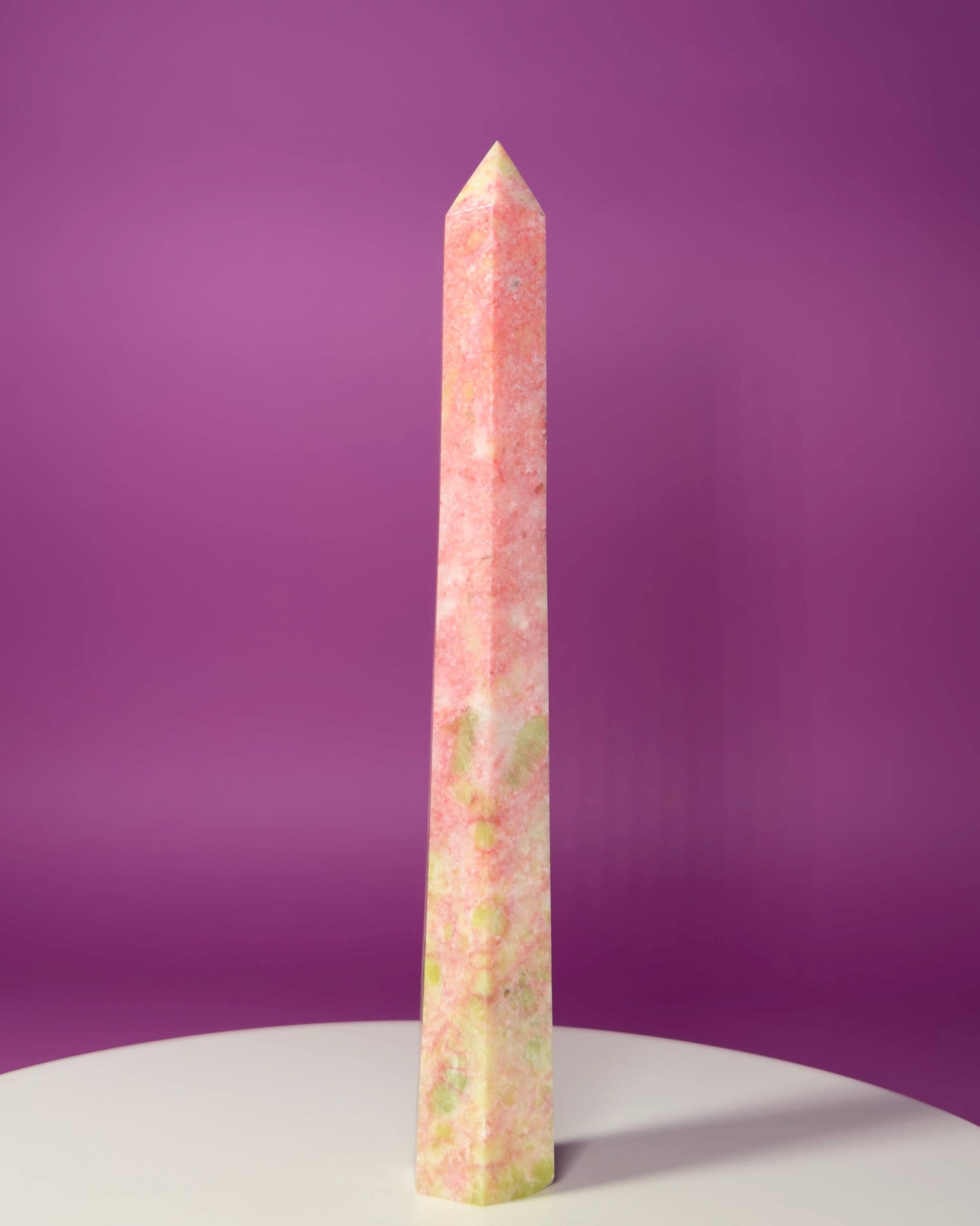 Thulite Tower 524g – Rare Pink Heart Energy Crystal Tower