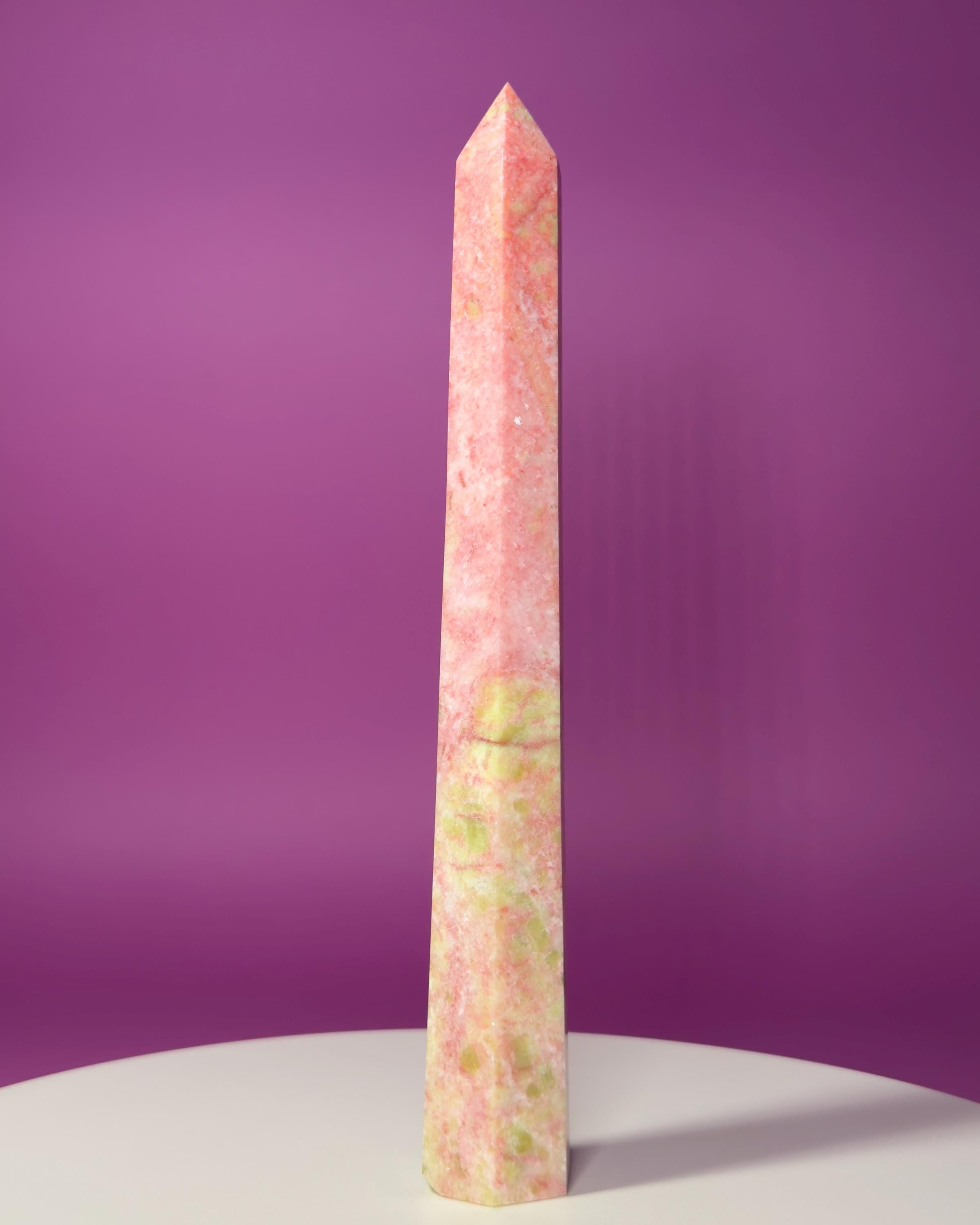 Thulite Tower 524g – Rare Pink Heart Energy Crystal Tower
