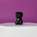 Mini Crystal Pug Dog Carving  Obsidian, Bloodstone, Tiger Eye & Ocean Jasper