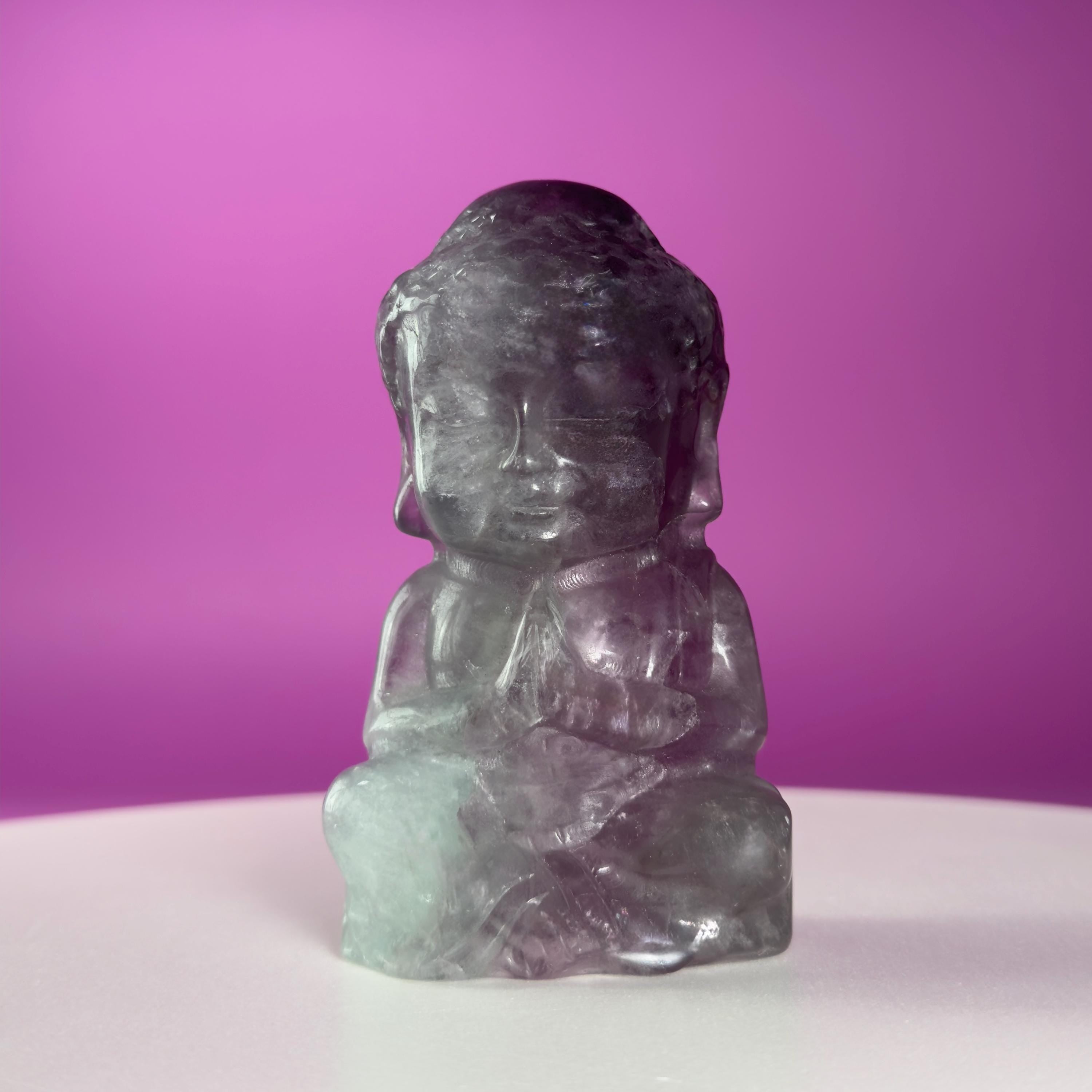Purple Fluorite Baby Buddha Carving – 525g