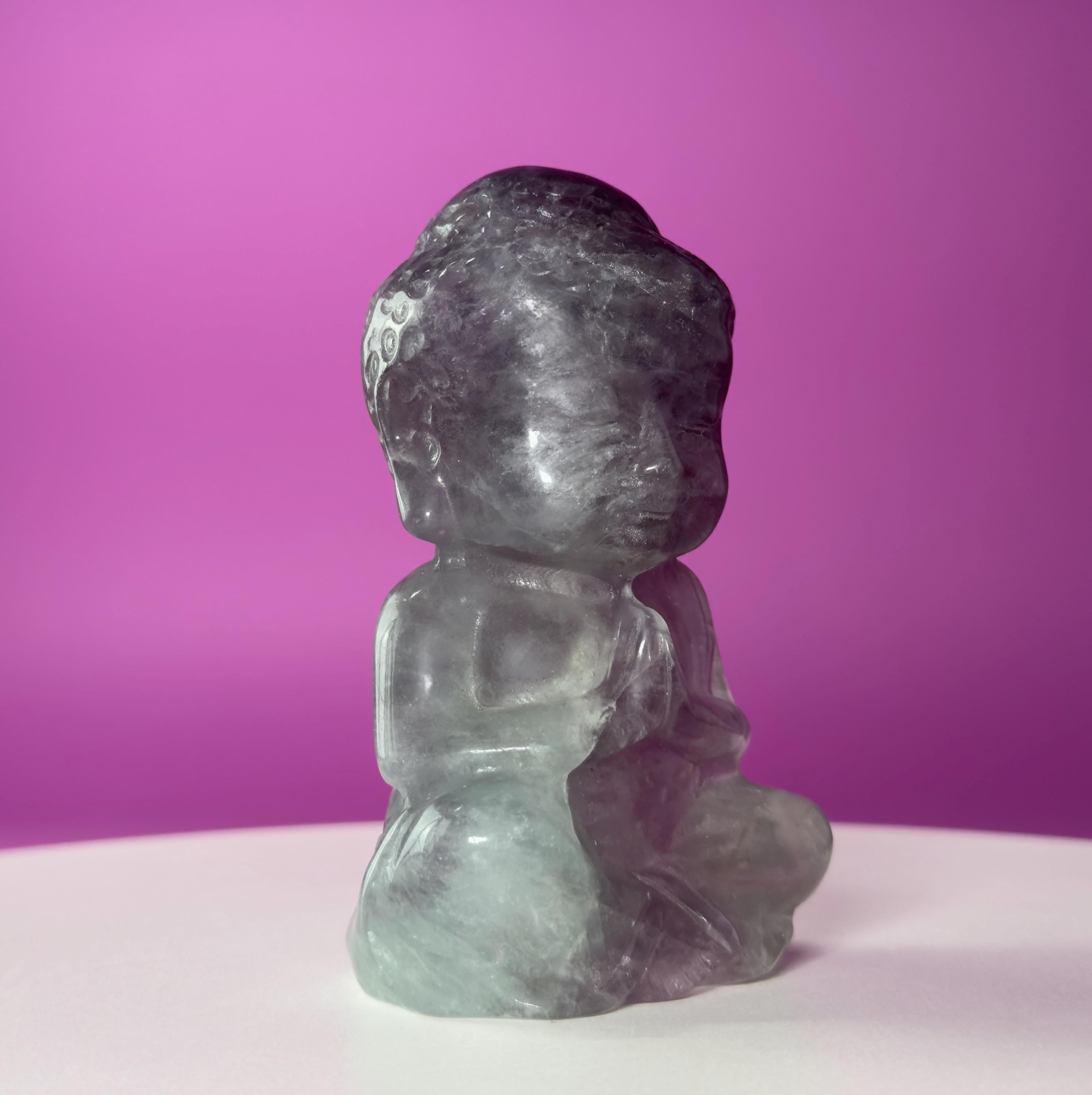 Purple Fluorite Baby Buddha Carving – 525g