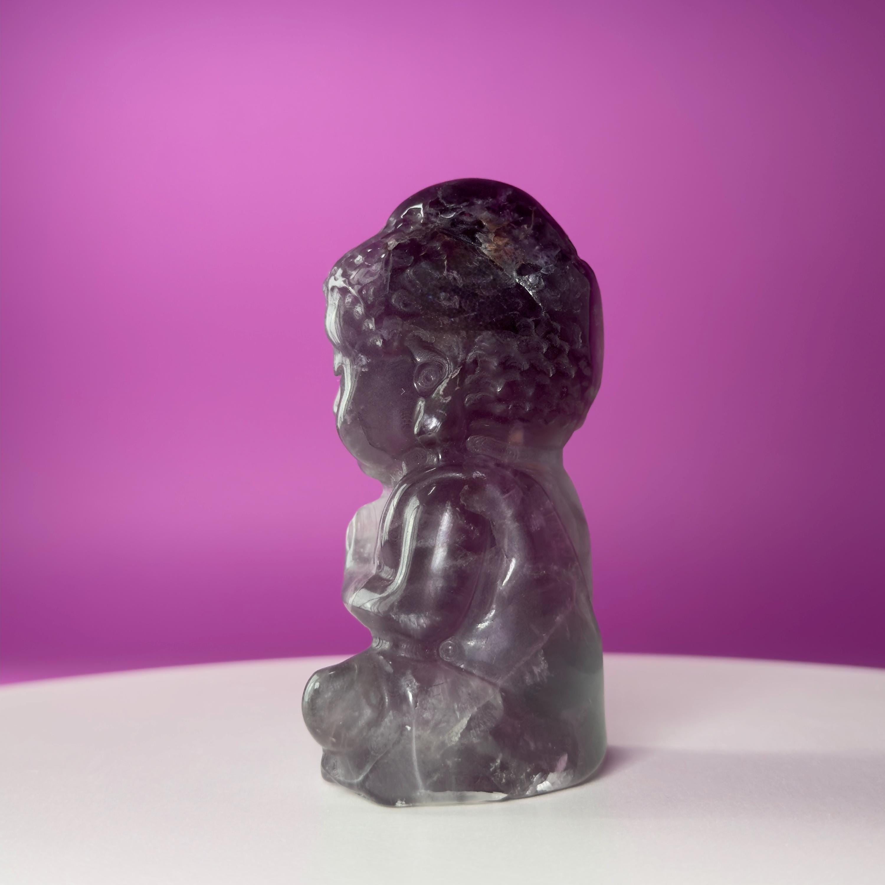 Purple Fluorite Baby Buddha Carving – 525g