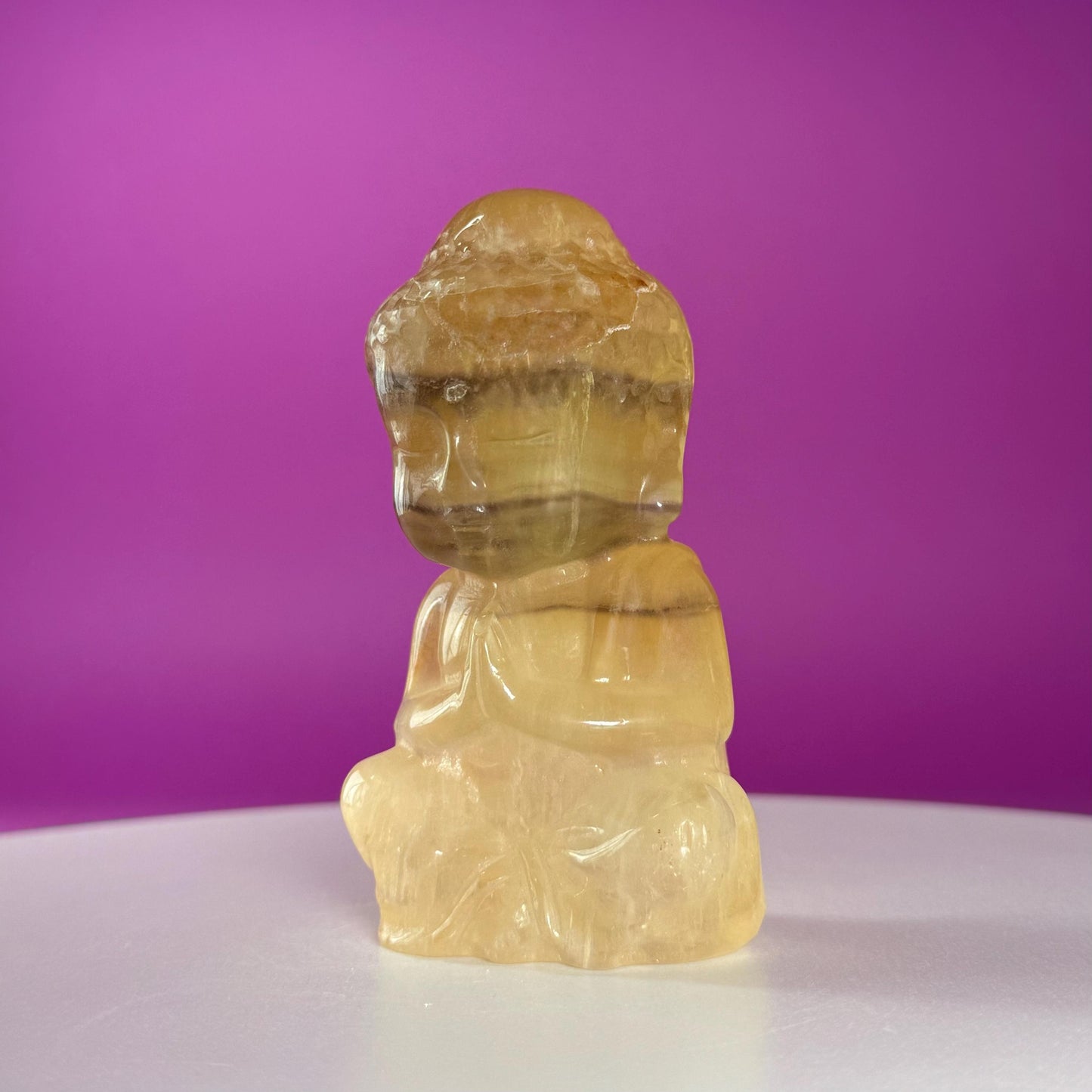 Yellow Fluorite Baby Buddha Carving – Meditation Crystal Statue for Spiritual Decor