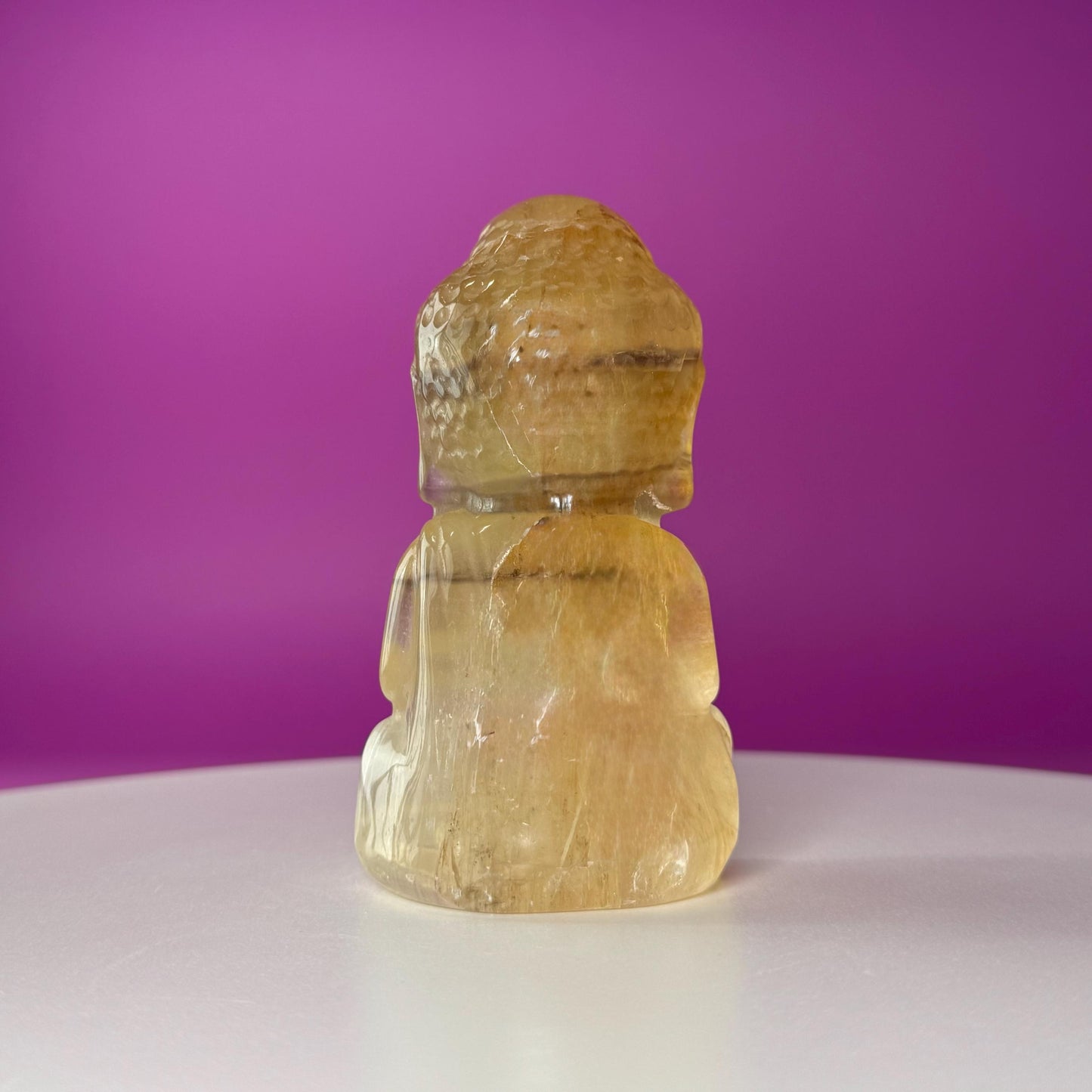Yellow Fluorite Baby Buddha Carving – Meditation Crystal Statue for Spiritual Decor