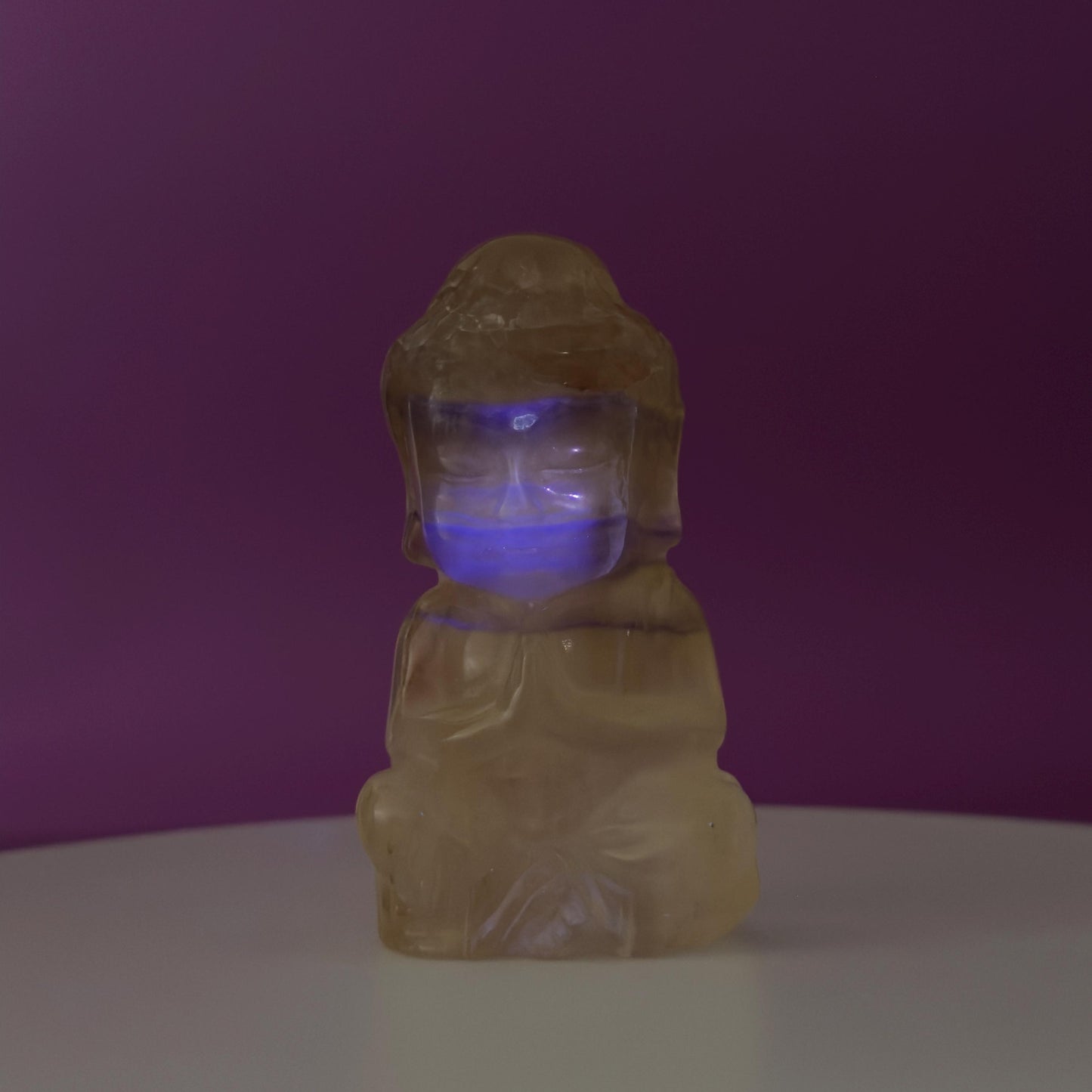 Yellow Fluorite Baby Buddha Carving – Meditation Crystal Statue for Spiritual Decor