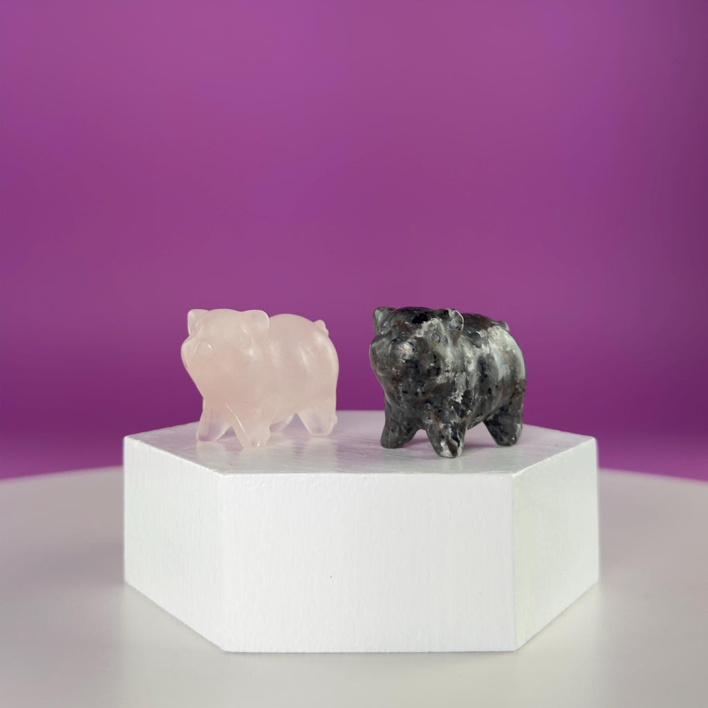 Mini Crystal Pig Carving – Gemstone Animal Figurine