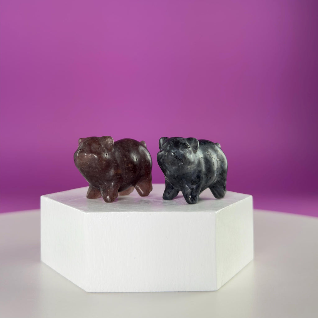 Mini Crystal Pig Carving – Gemstone Animal Figurine