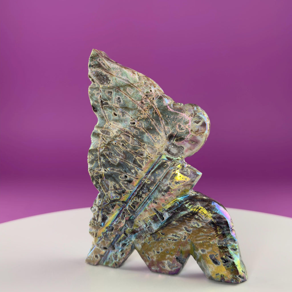 Aura Sphalerite Fairy Carving – Iridescent Crystal Figurine