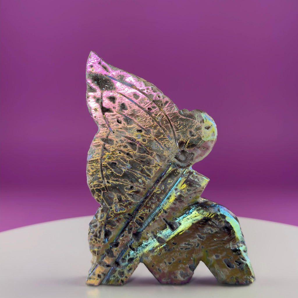 Aura Sphalerite Fairy Carving – Iridescent Crystal Figurine