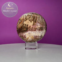 Petrified Wood Sphere with Stand | Natural Fossil Crystal Display (Imperfect / Repaired)