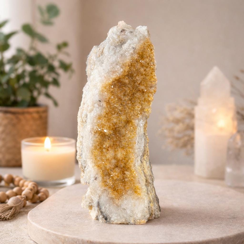 Brazilian Citrine Cluster Specimen – Natural Golden Citrine Crystal Display