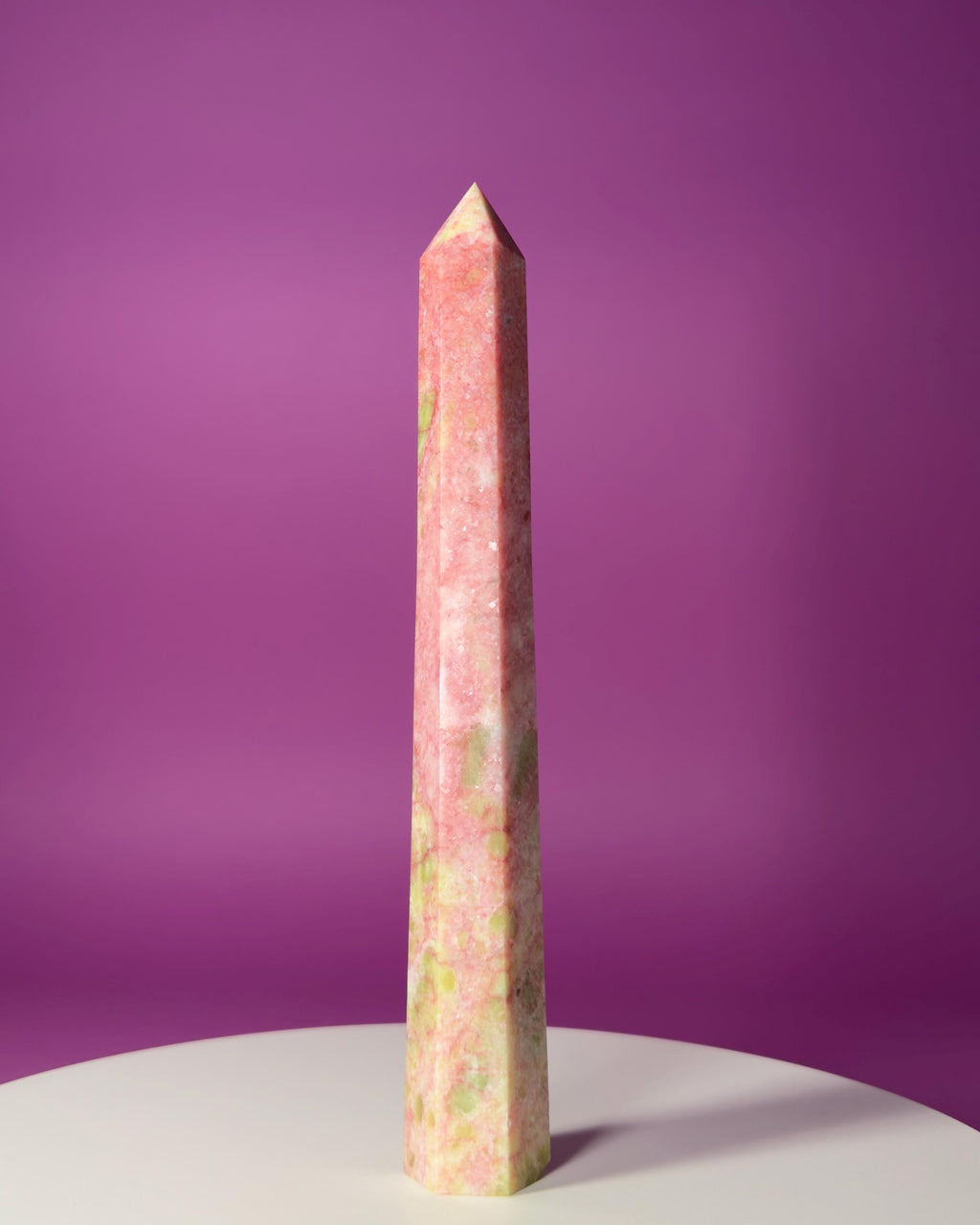 Thulite Tower 524g – Rare Pink Heart Energy Crystal Tower