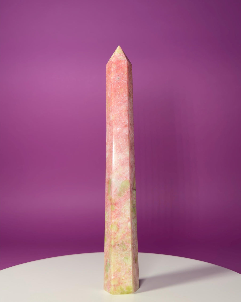 Thulite Tower 524g – Rare Pink Heart Energy Crystal Tower