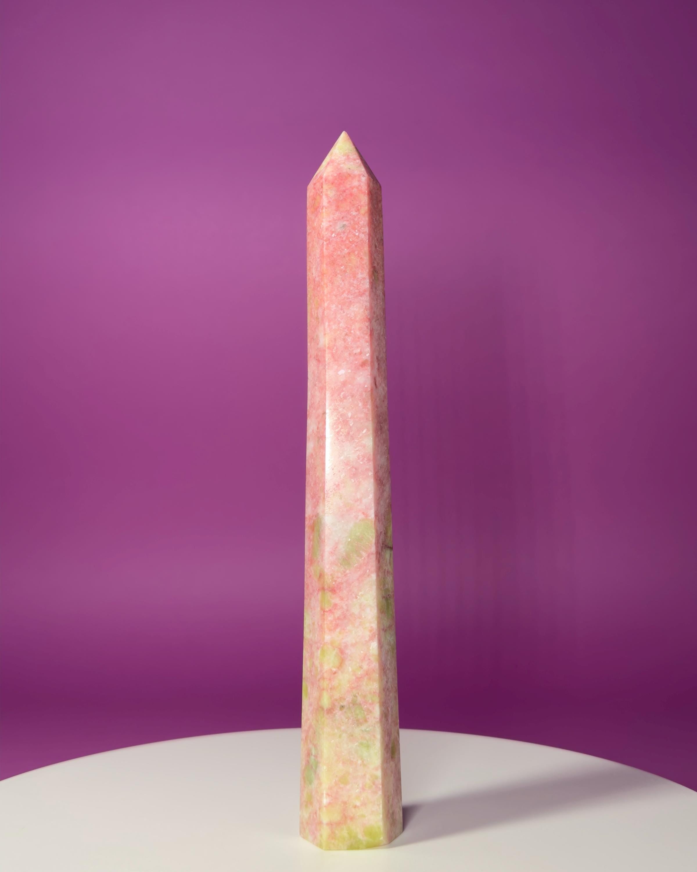 Thulite Tower 524g – Rare Pink Heart Energy Crystal Tower