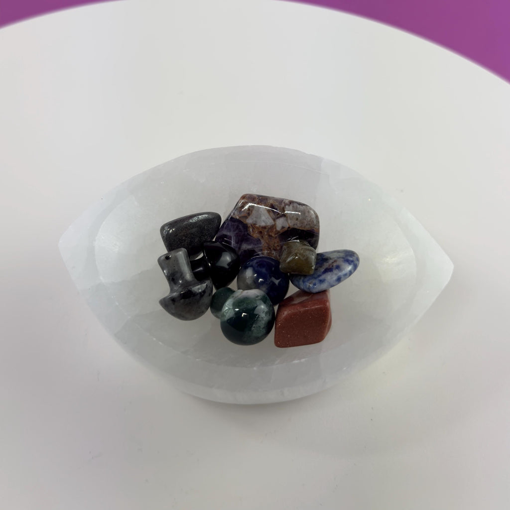 Selenite Tear Shaped Charging Bowl – Crystal Cleansing Dish 270g