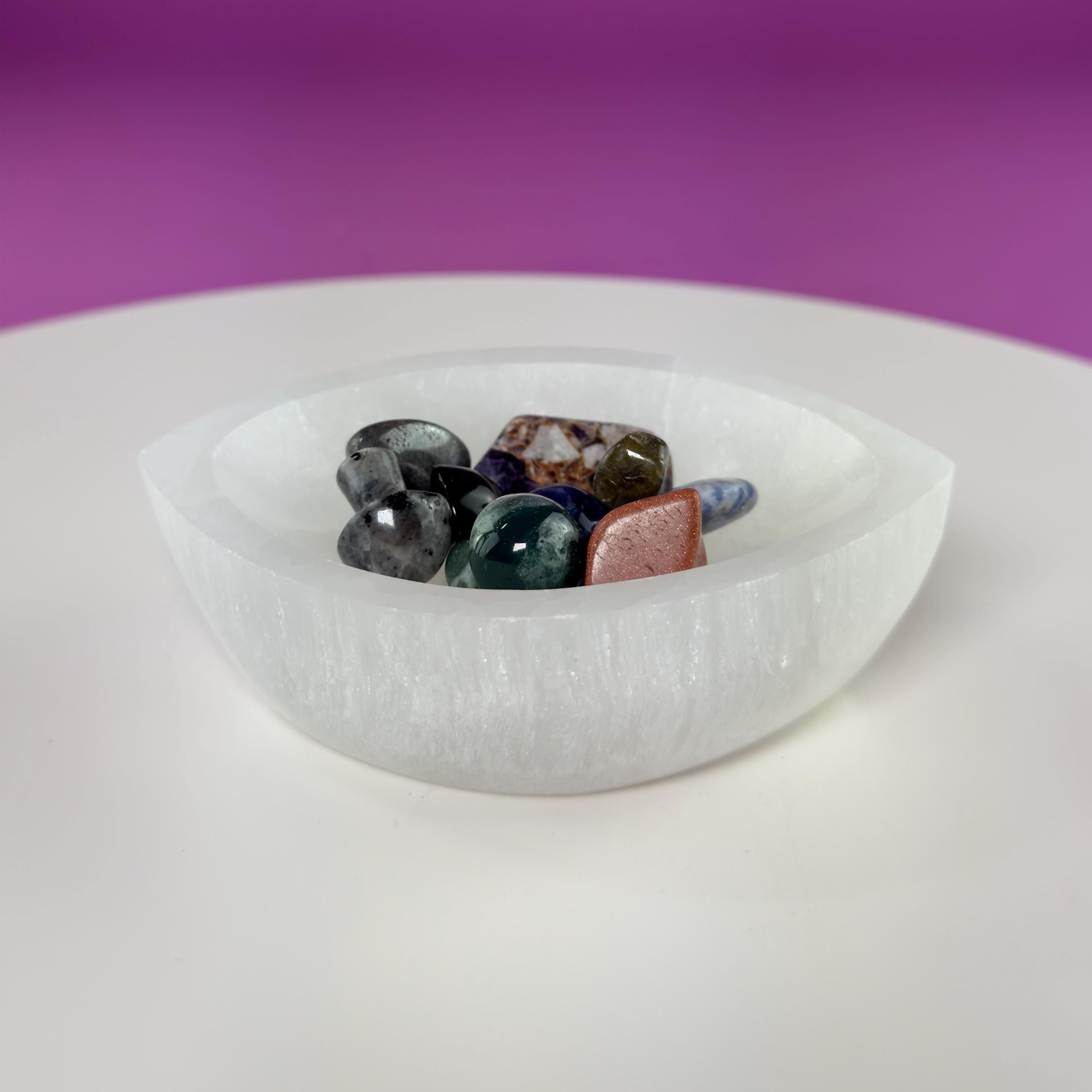 Selenite Tear Shaped Charging Bowl – Crystal Cleansing Dish 270g