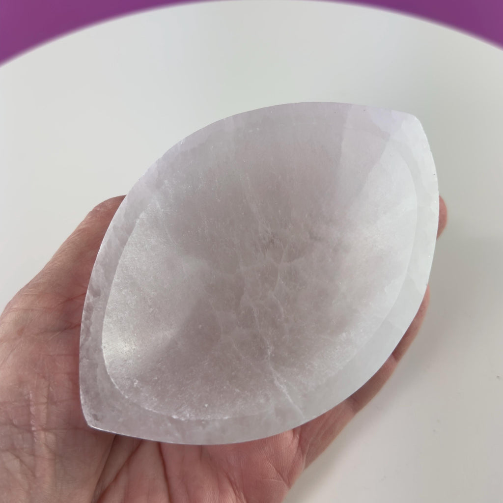 Selenite Tear Shaped Charging Bowl – Crystal Cleansing Dish 270g