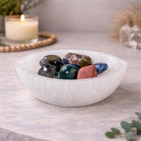 Selenite Tear Shaped Charging Bowl – Crystal Cleansing Dish 270g