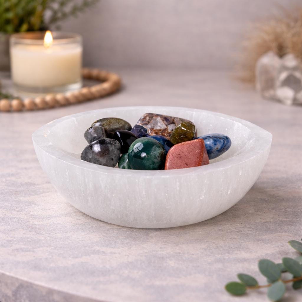 Selenite Tear Shaped Charging Bowl – Crystal Cleansing Dish 270g