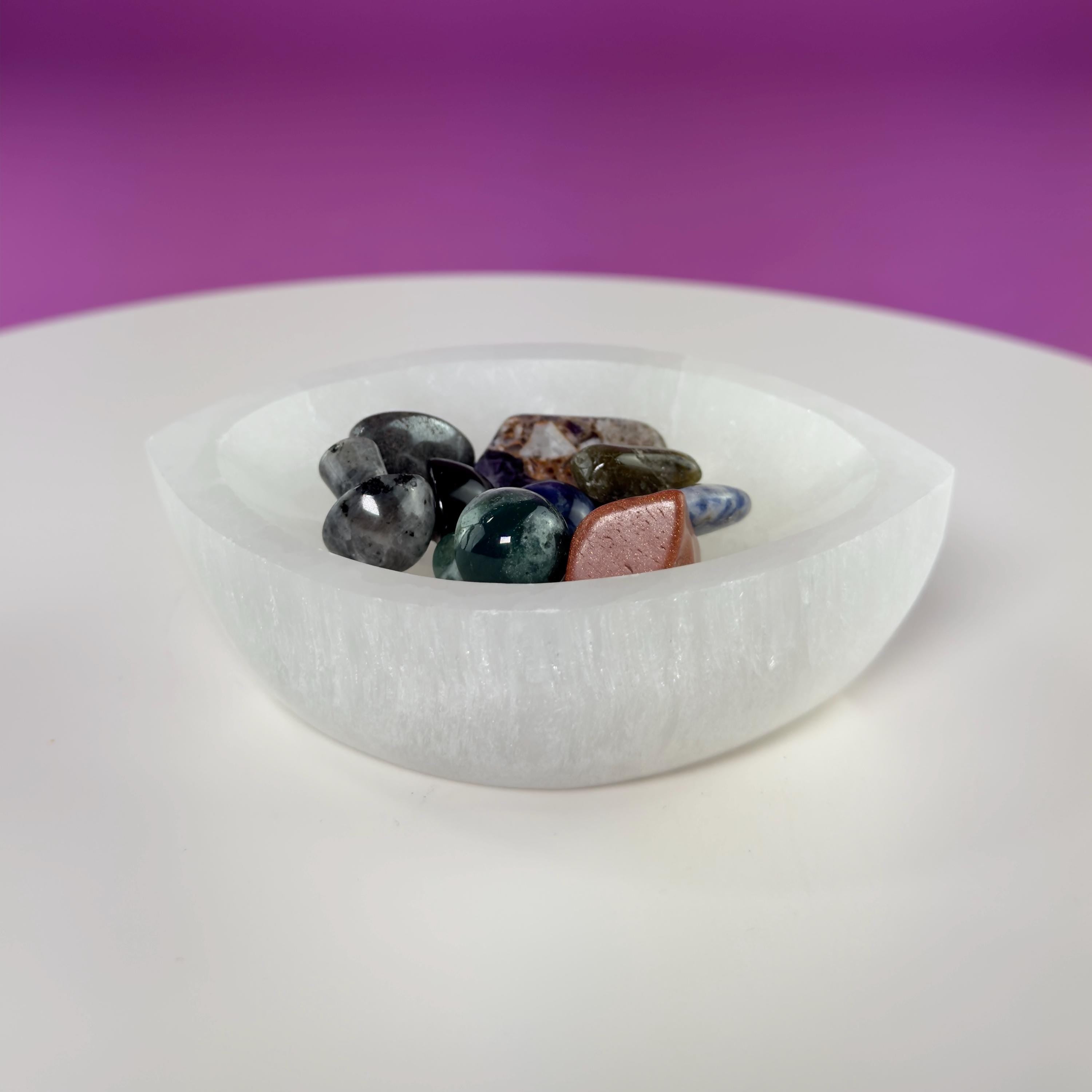 Selenite Tear Shaped Charging Bowl – Crystal Cleansing Dish 270g